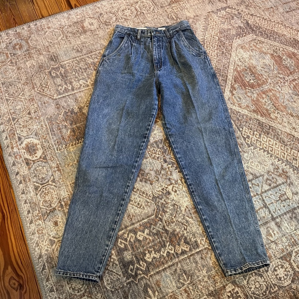 VTG Bill Blass Jeans Sz 8 90s Y2K Baggy Denim Tapered Leg High Waist Blue READ‎
